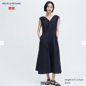 NWT Ines de la Fressange x Uniqlo navy midi dress